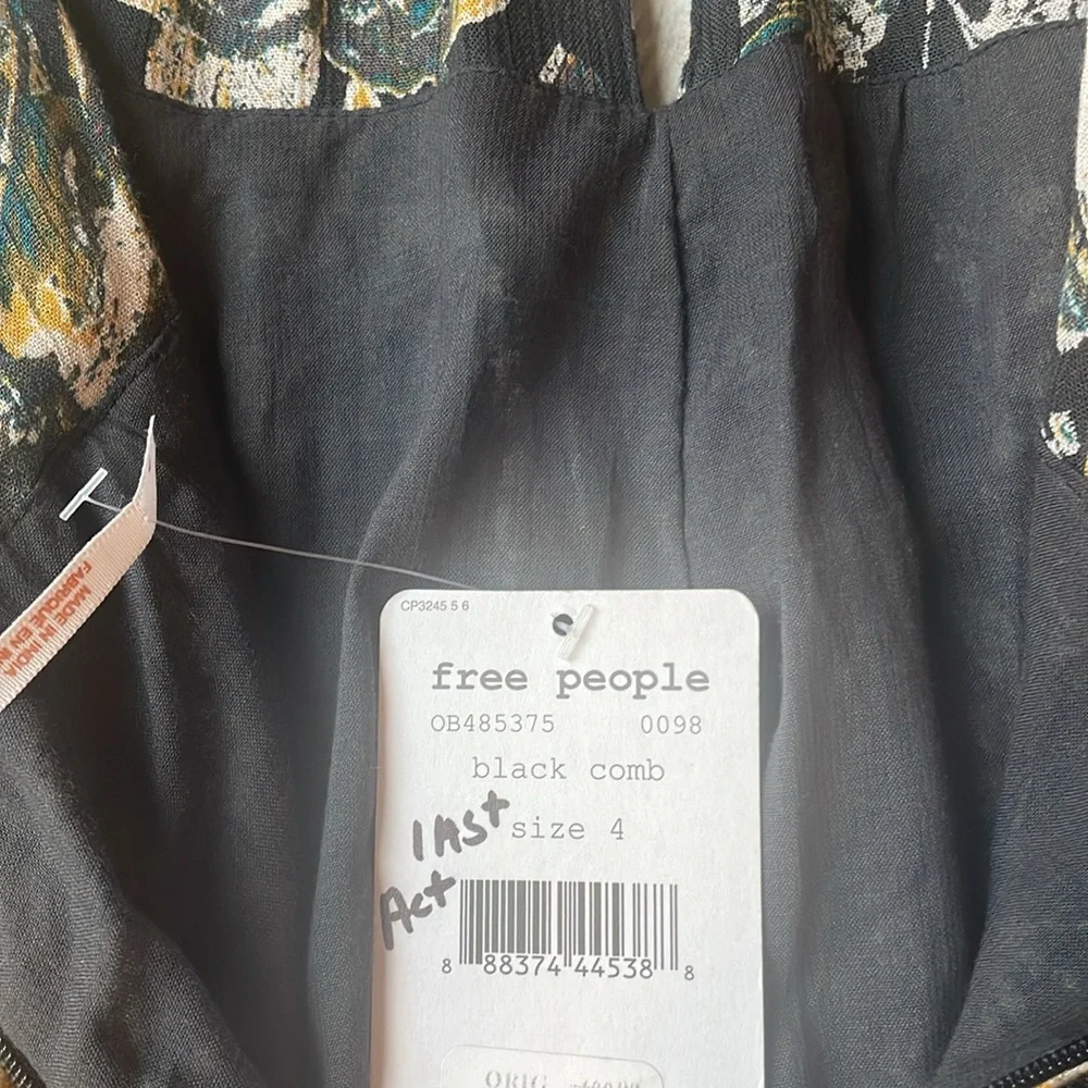 Free People Halter Top One Piece Jumpsuit Black Combo Size 4 - Picture 9 of 10